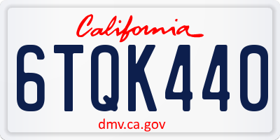 CA license plate 6TQK440