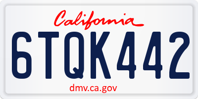 CA license plate 6TQK442