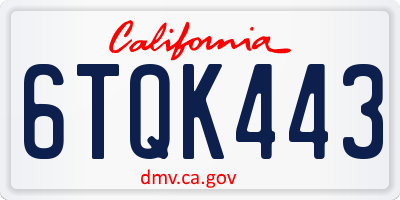 CA license plate 6TQK443