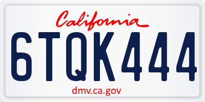 CA license plate 6TQK444