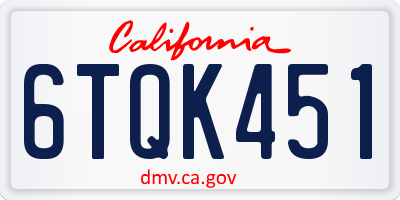 CA license plate 6TQK451