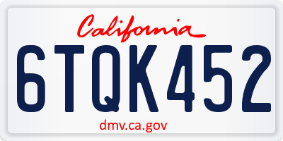 CA license plate 6TQK452