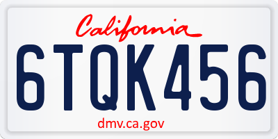 CA license plate 6TQK456