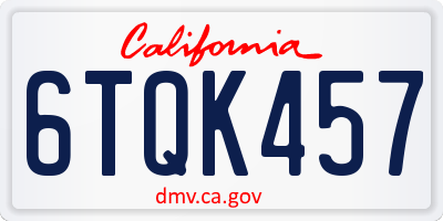 CA license plate 6TQK457