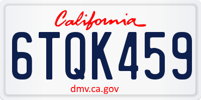 CA license plate 6TQK459