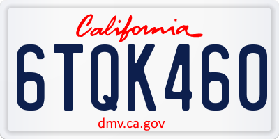 CA license plate 6TQK460