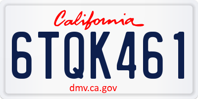 CA license plate 6TQK461