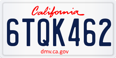 CA license plate 6TQK462