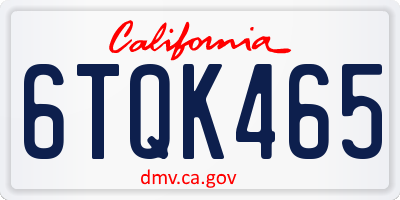 CA license plate 6TQK465