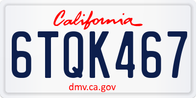 CA license plate 6TQK467