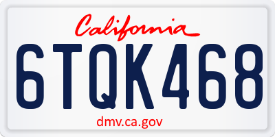 CA license plate 6TQK468