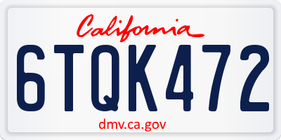 CA license plate 6TQK472