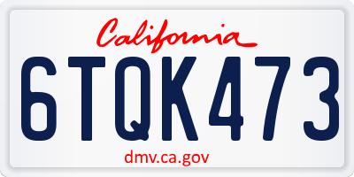 CA license plate 6TQK473