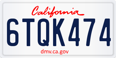 CA license plate 6TQK474