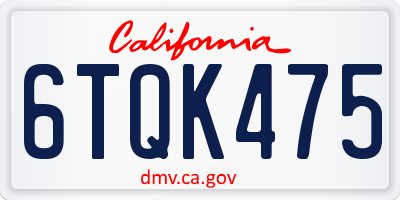 CA license plate 6TQK475