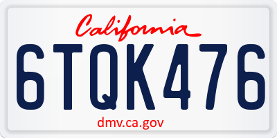 CA license plate 6TQK476