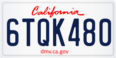 CA license plate 6TQK480
