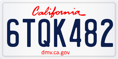 CA license plate 6TQK482