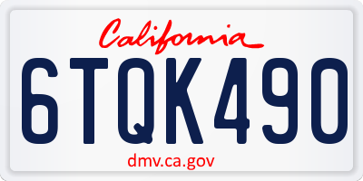 CA license plate 6TQK490