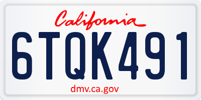 CA license plate 6TQK491