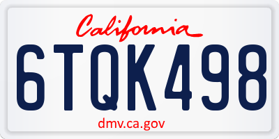 CA license plate 6TQK498