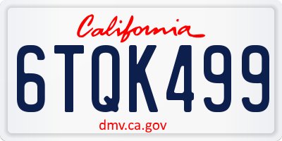 CA license plate 6TQK499