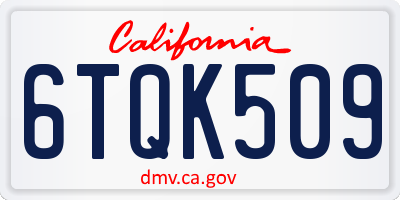 CA license plate 6TQK509