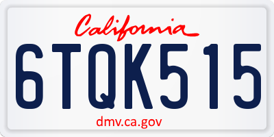 CA license plate 6TQK515