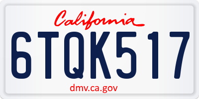 CA license plate 6TQK517