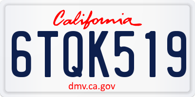 CA license plate 6TQK519
