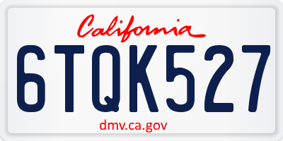 CA license plate 6TQK527