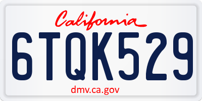 CA license plate 6TQK529