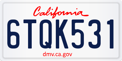 CA license plate 6TQK531