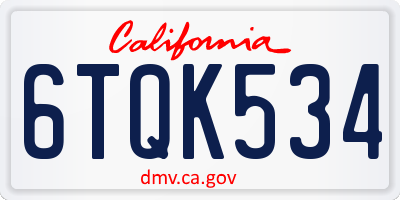 CA license plate 6TQK534