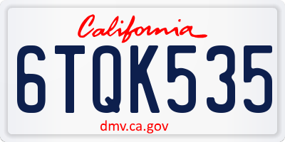 CA license plate 6TQK535