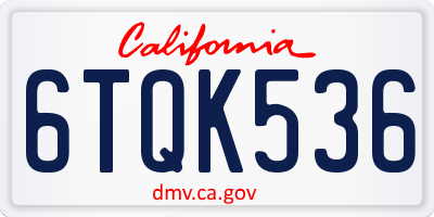 CA license plate 6TQK536