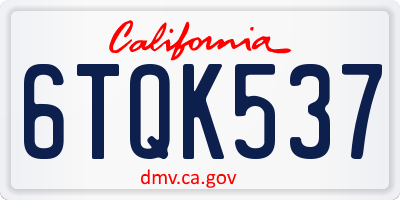 CA license plate 6TQK537