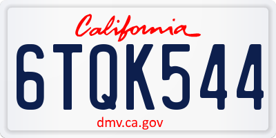CA license plate 6TQK544