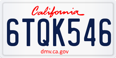CA license plate 6TQK546