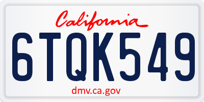 CA license plate 6TQK549