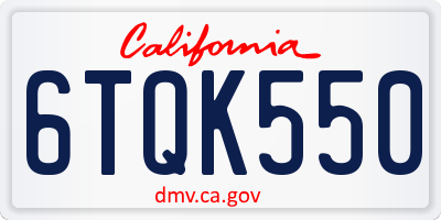 CA license plate 6TQK550