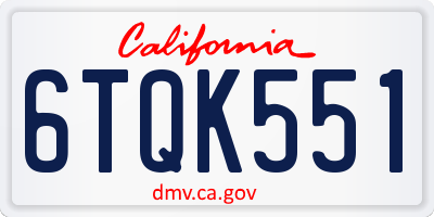 CA license plate 6TQK551