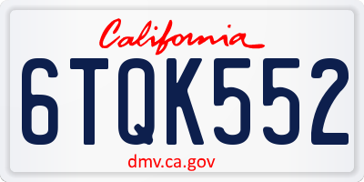 CA license plate 6TQK552