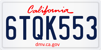 CA license plate 6TQK553