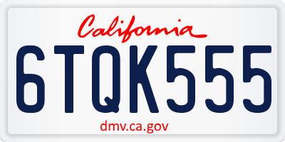 CA license plate 6TQK555