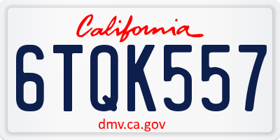 CA license plate 6TQK557