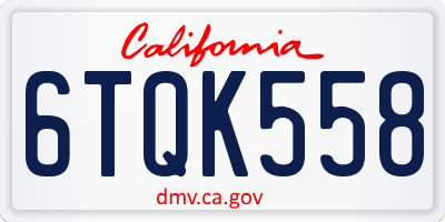 CA license plate 6TQK558