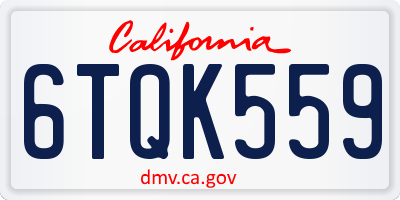 CA license plate 6TQK559