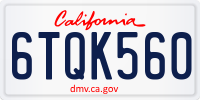 CA license plate 6TQK560