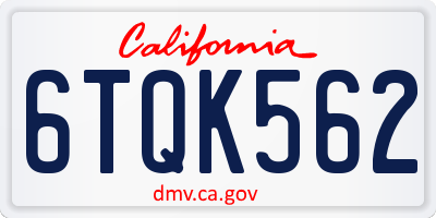 CA license plate 6TQK562